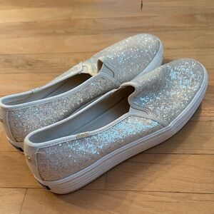 kate spade Glitter Slip-On Sneakers in Pearl